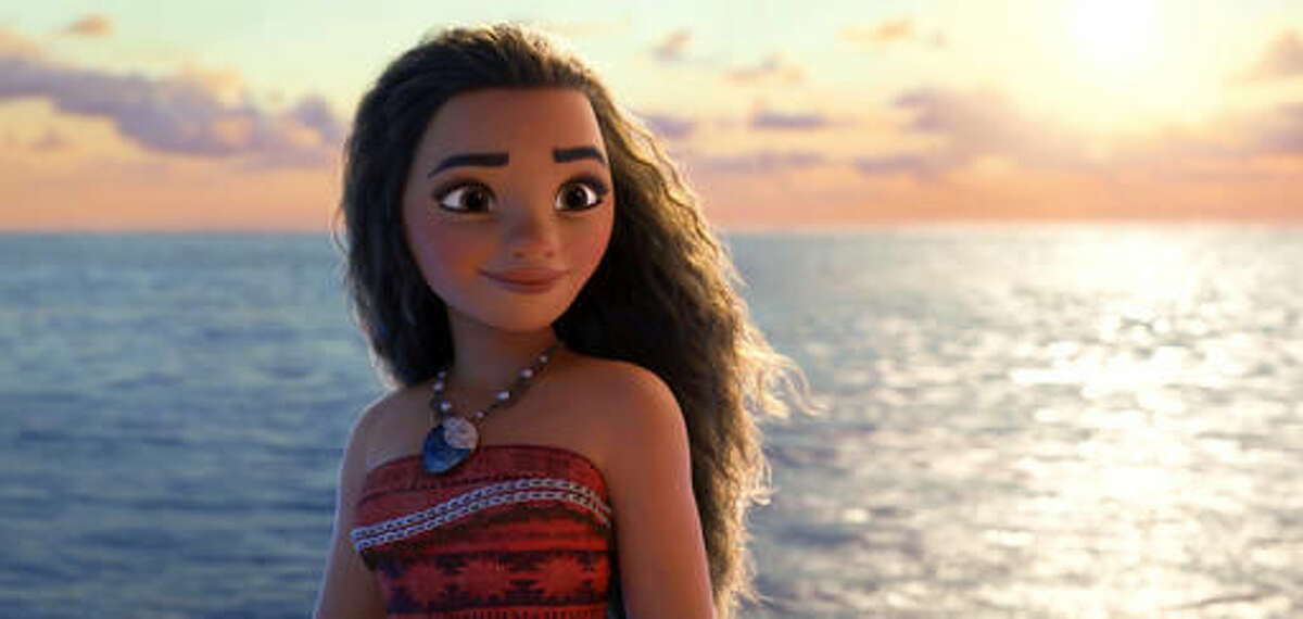 This image released by Disney shows Moana, voiced by Auli'i Cravalho, in a scene from the animated film, "Moana." (Disney via AP)