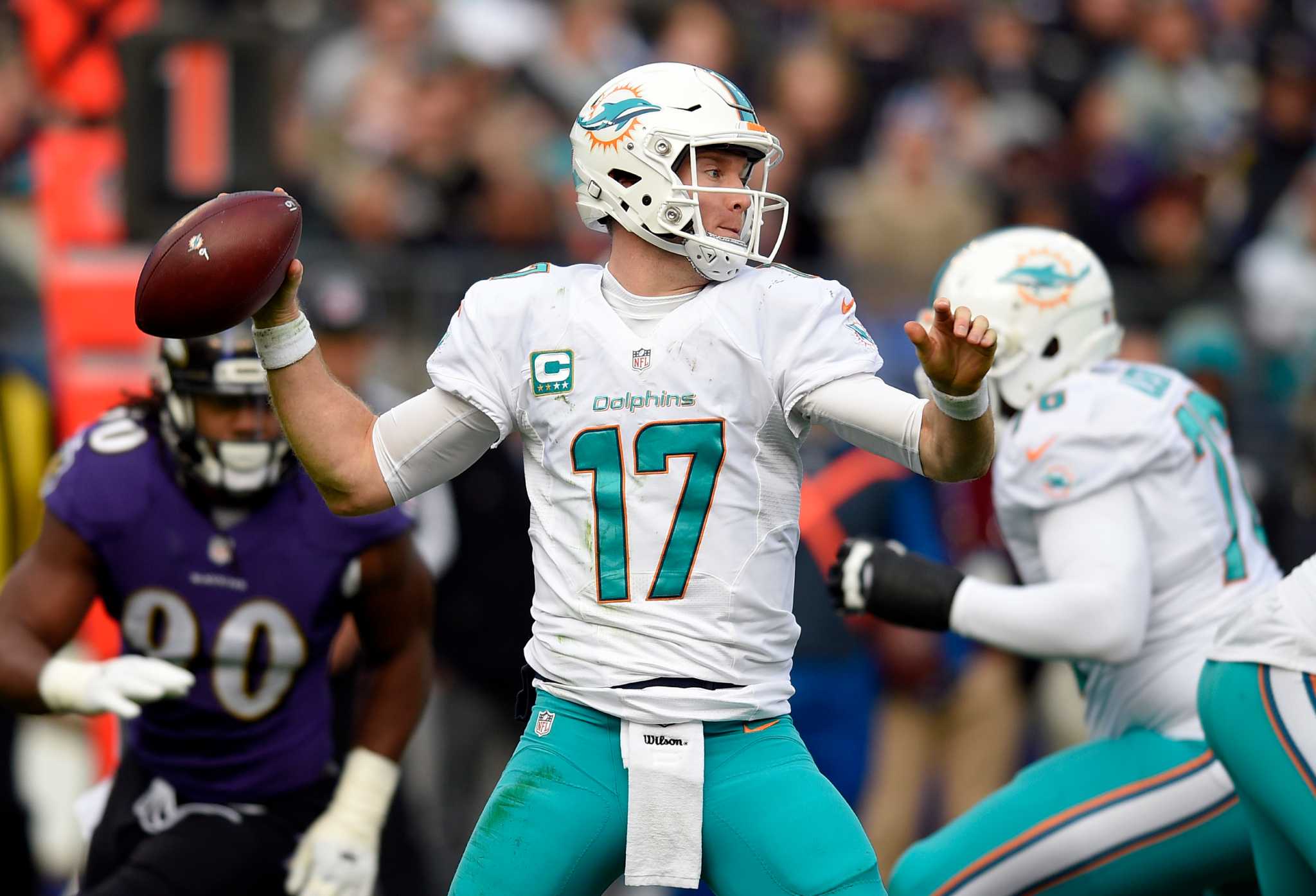 Former Miami Dolphins' QB Ryan Tannehill and WR Jarvis Landry