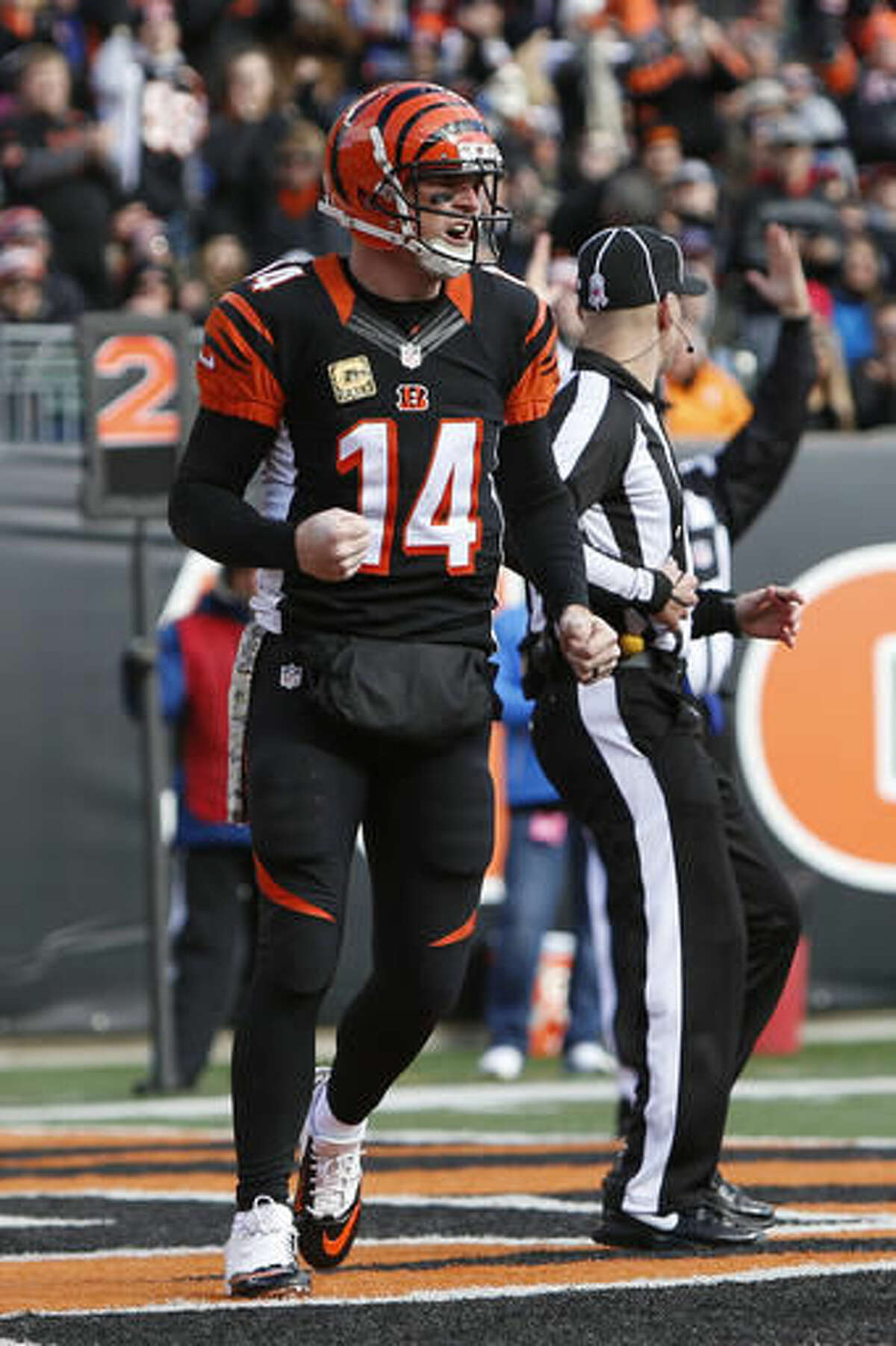 Cincinnati Bengals quarterback Andy Dalton (14) and quarterback AJ