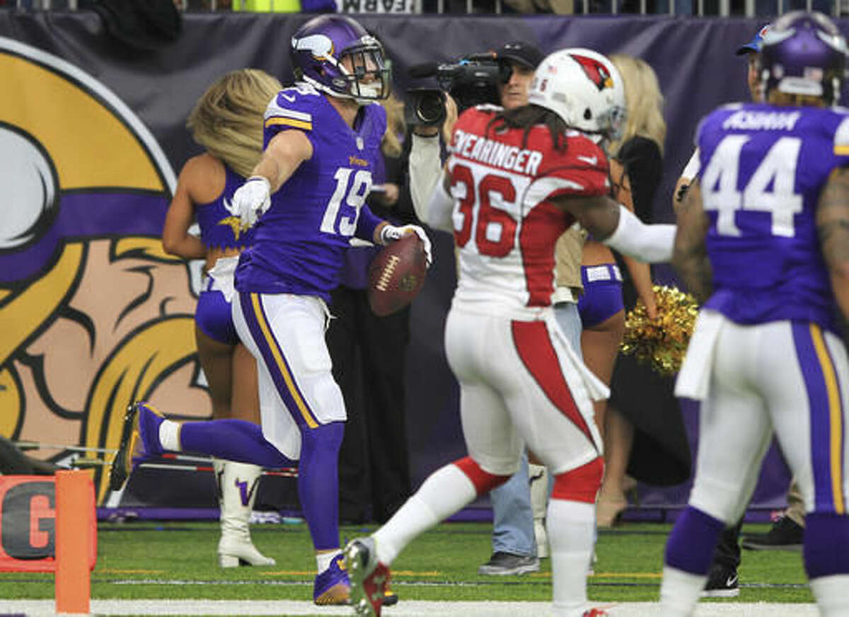 Minnesota Vikings wide receiver Adam Thielen (19) celebrates after