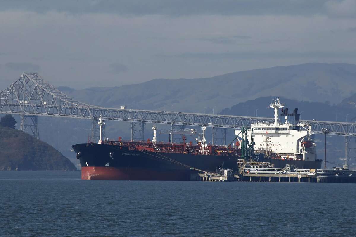 An oil tanker is docked at the Chevron refinery long wharf in Richmond, Calif. on Friday, Jan. 25, 2013.