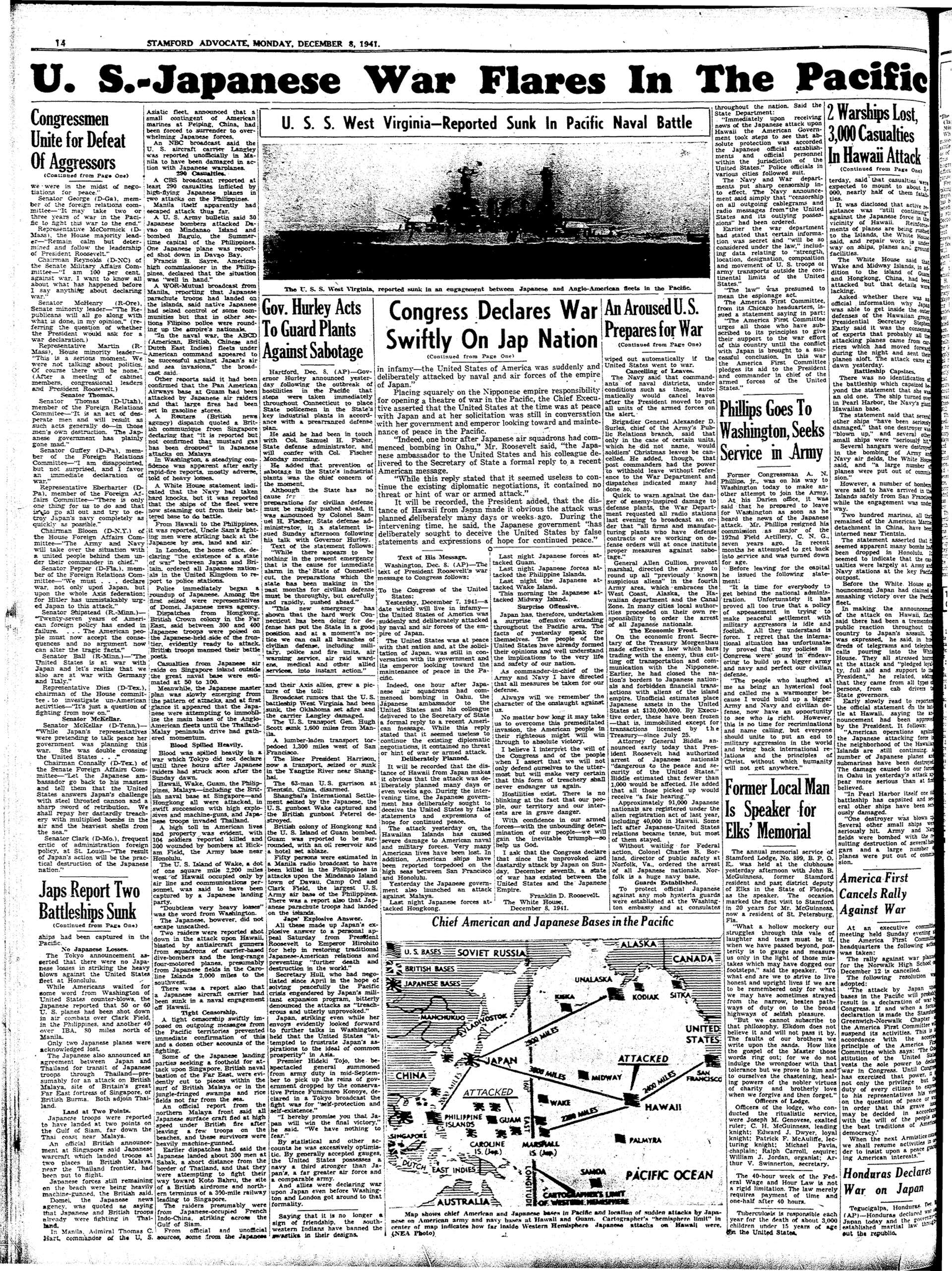 Newspapers React To Pearl Harbor Attack