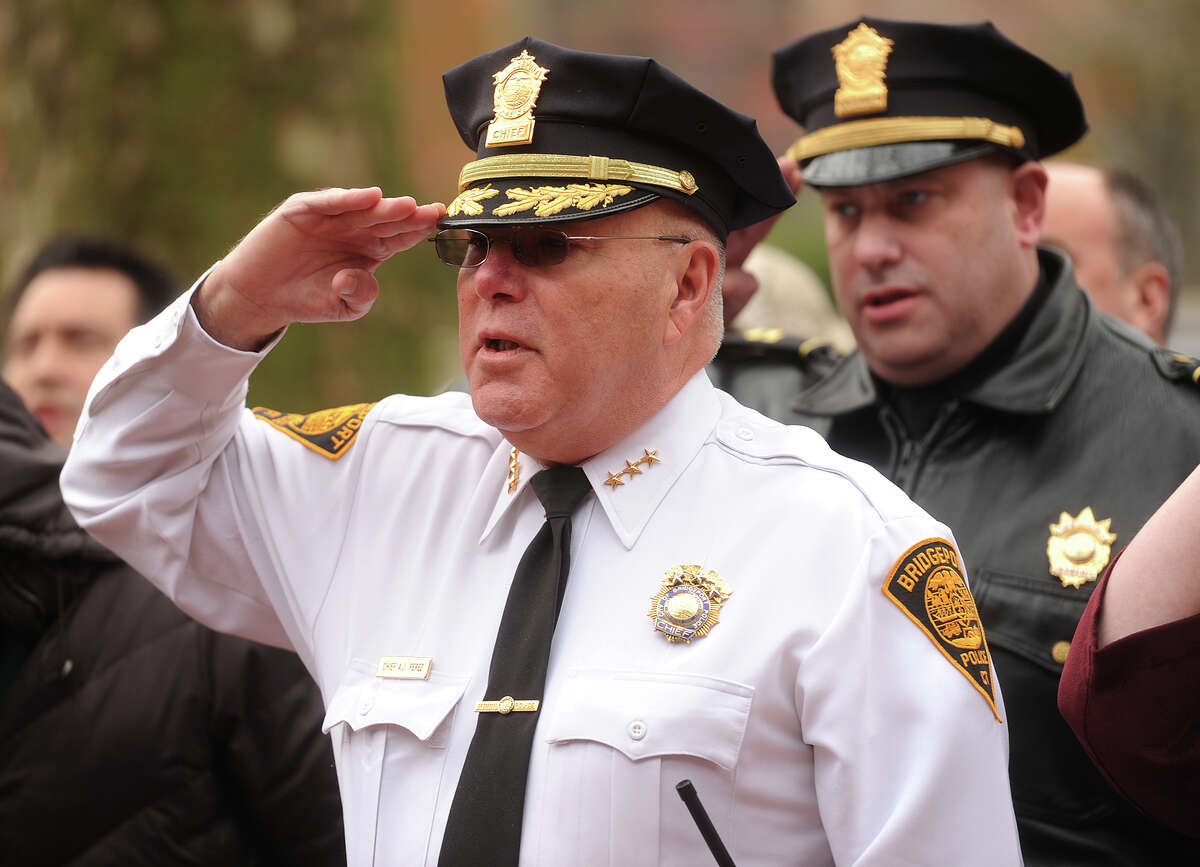 Bridgeport Police Chief A.J. Perez. The Pearl Harbor Day 75th anniversary remembrance ceremony at the World War 2 monument on Broad Street in Bridgeport, Conn. on Wednesday, December 7, 2016.