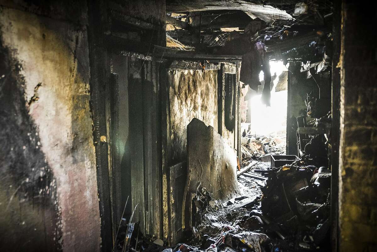 The interior of the Ghost Ship warehouse is seen after the Dec. 2 fire that killed 36 people in Oakland.