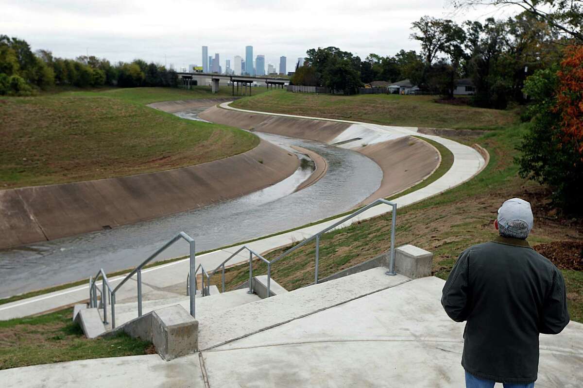 Houston Parks Board Managing Director of Capital Programs Chip Place looks out over the new White Oak Bayou Greenway trail on Dec. 8.