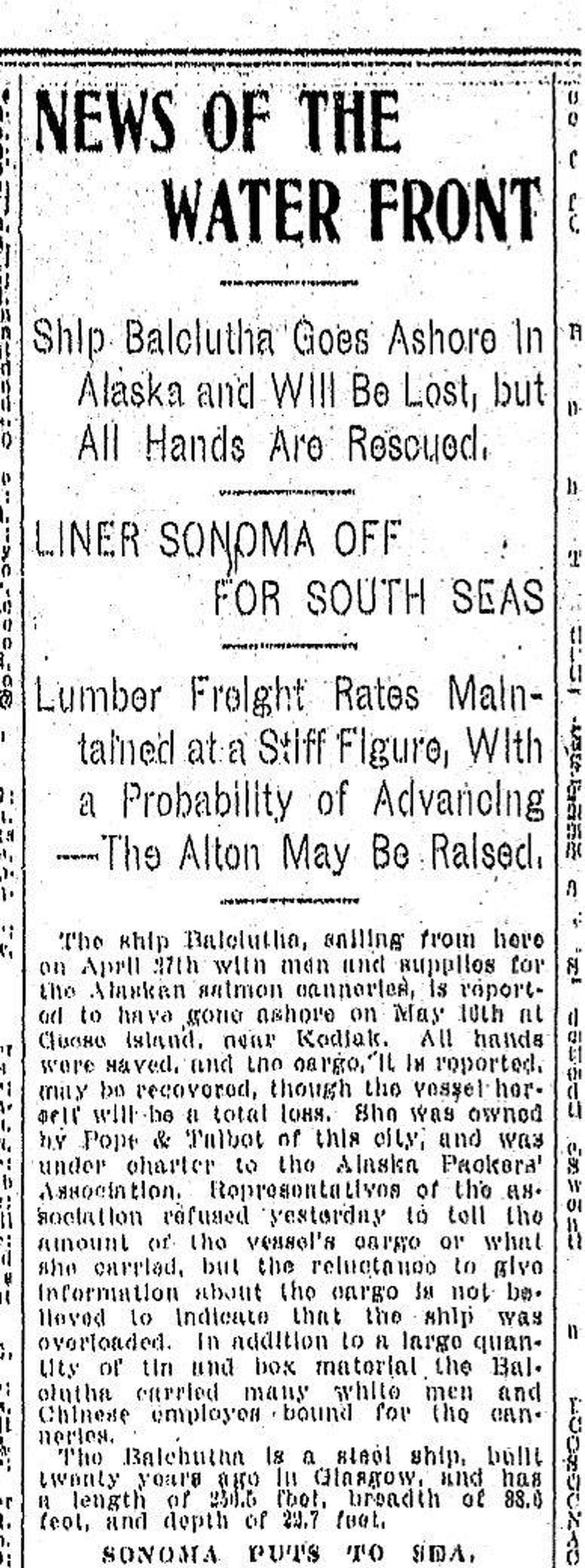 SF’s Balclutha Tracing the 130year voyage of a landmark ship