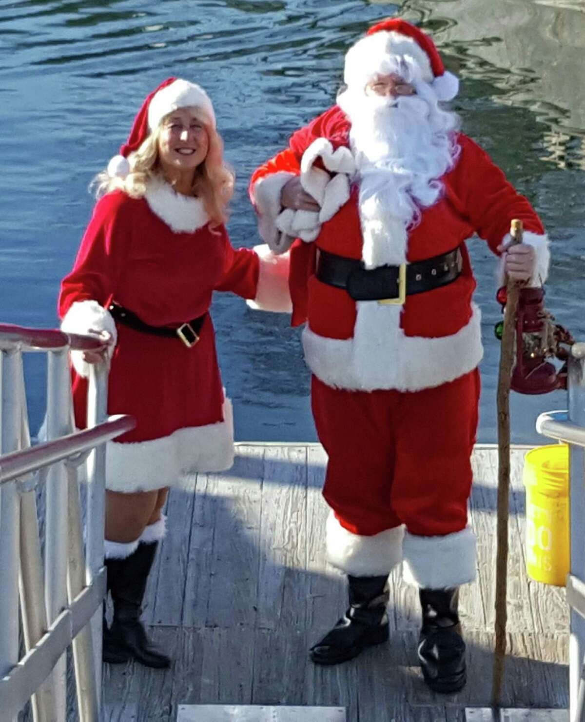 Santa and Mrs. Claus arrive at Greenwich Boat and Yacht Club on Dec. 4 for the Club's annual "Breakfast with Santa."