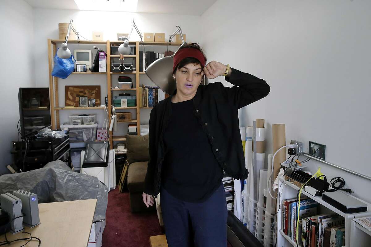 Photographer Mimi Vitetta, inside he work space, is one of about 30 renters that have received eviction notices at Bridge Storage in Richmond, California, as seen on Friday December 9, 2016.
