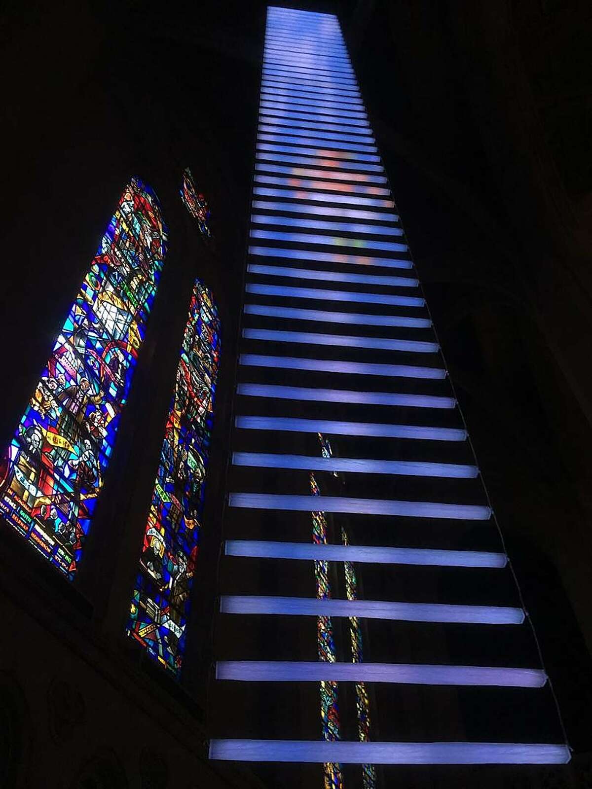 Jim Campbell and�Benjamin Bergery,��Jacob�s Dream: A Luminous Path,� a site-specific installation at Grace Cathedral