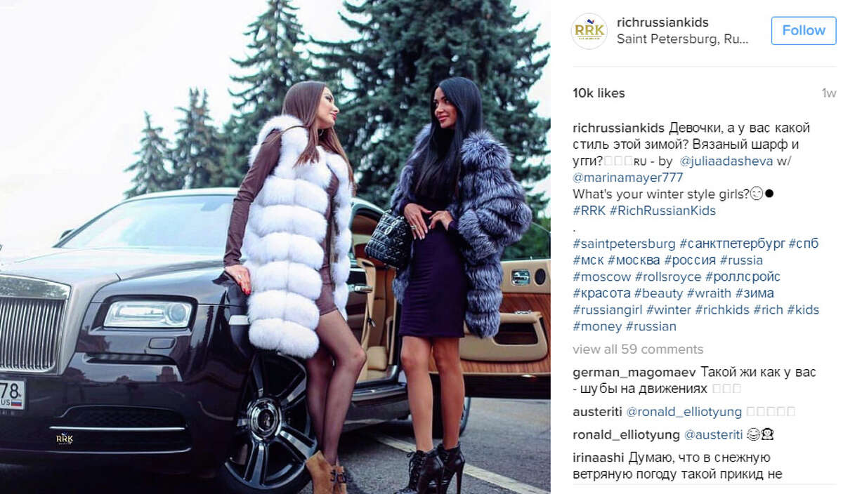 An Instagram account with the name RichRussianKids shows the children of wealthy Russians showing off their luxurious lifestyle. (Photo on Instagram)