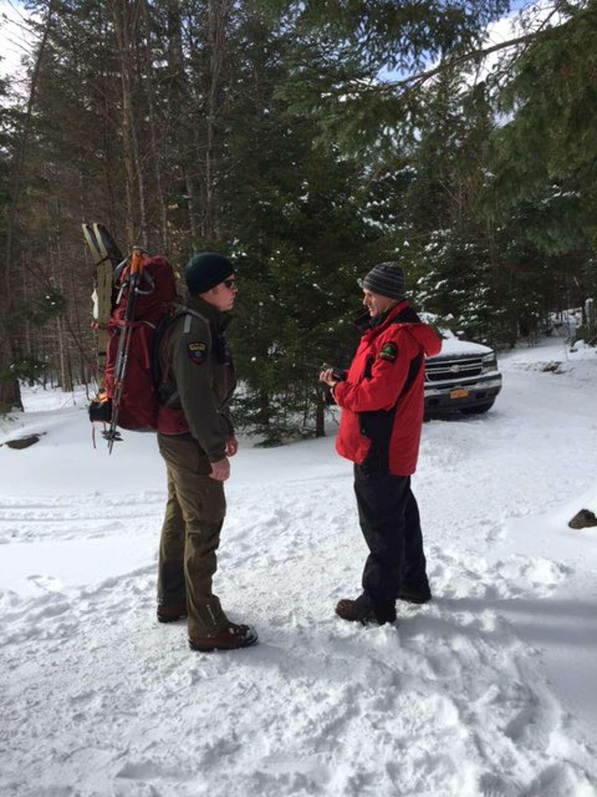 The New York State Department of Environmental Conservation released this photograph and others from the search for Blake Alois, 20, and Maddie Popolizio,19, the Niskayuna couple who were lost for two days on Algonquin Mountain in the Adirondacks. (Department of Environmental Conservation)