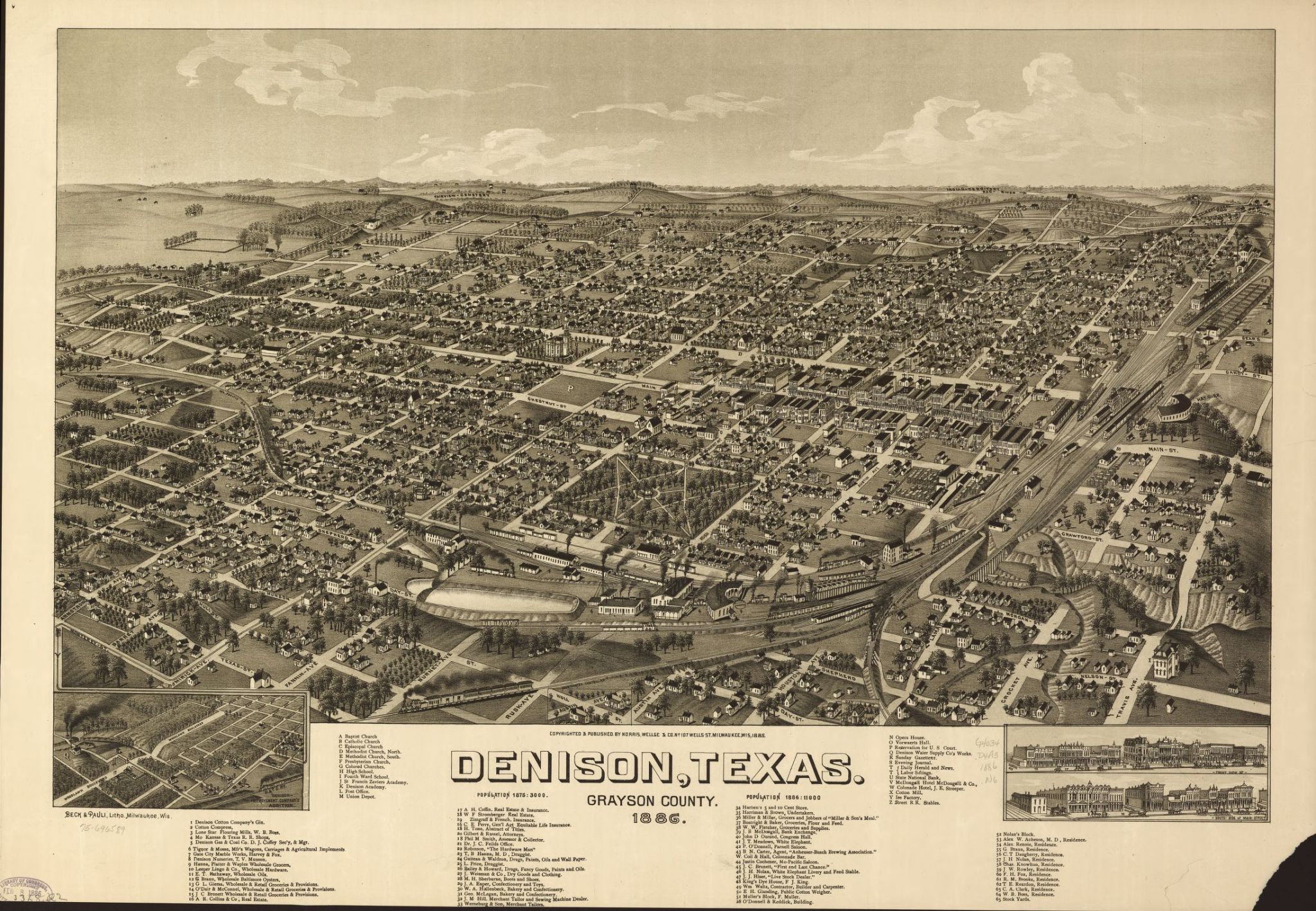 Perspective map of Fort Worth, Tex. 1891.