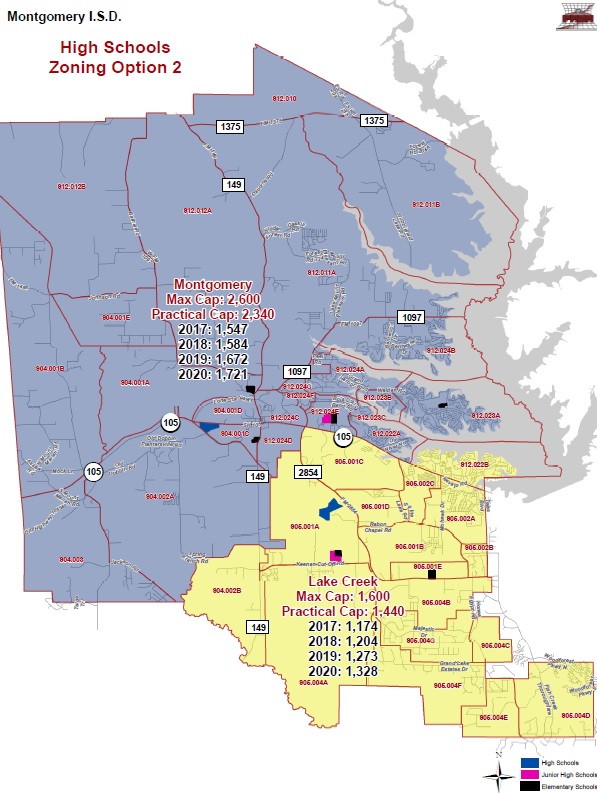 Mcatlas Map Montgomery ISD approves zoning maps for new schools