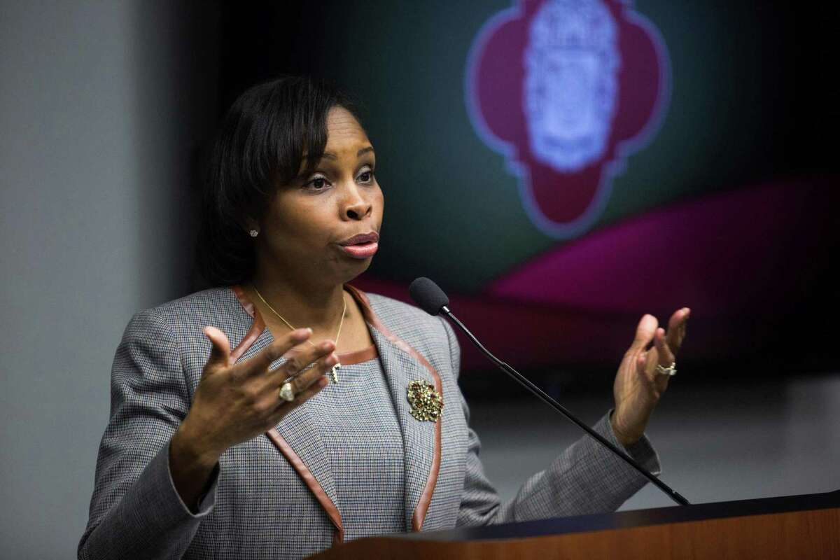 Mayor Ivy Taylor speaks during the Mayor's Council on Police Community Relations at City Hall in San Antonio, Texas on December 12, 2016.