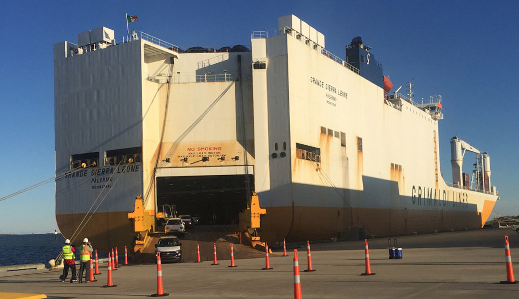 Port Houston receives first automobile shipment at former Bayport