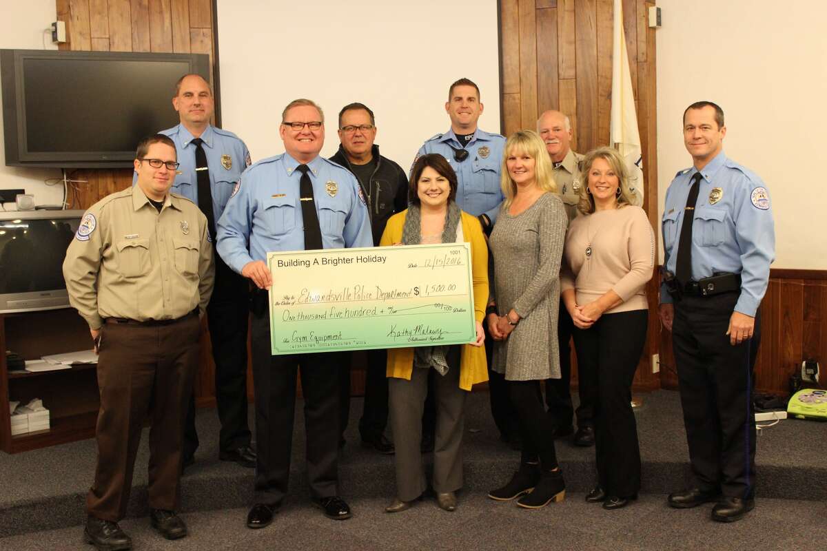RE/MAX Real Estate presented the Edwardsville Police Department with a $1,500 donation for new fitness equipment for the Public Safety Facility. The company received the funds through their first annual Building a Brighter Holiday event in November.