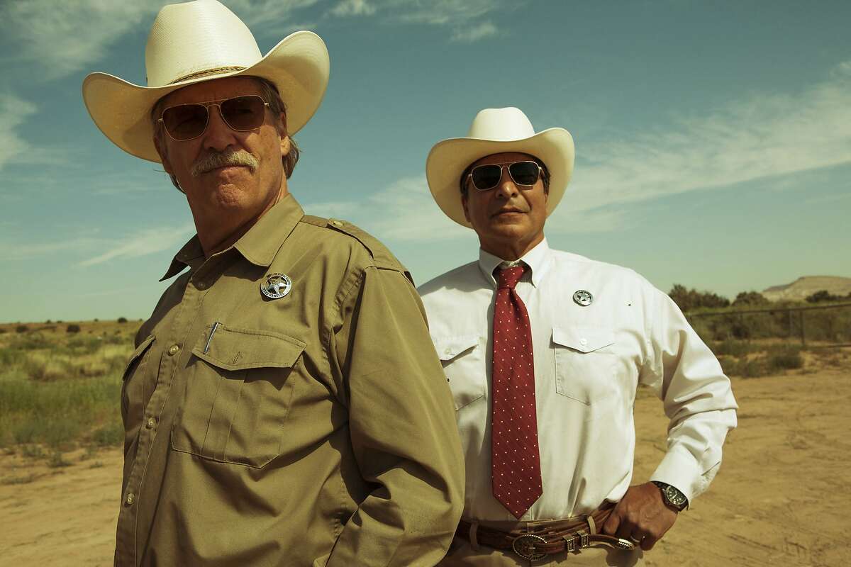 This image released by CBS Films shows Jeff Bridges, left, and Gil Birmingham in a scene from "Hell or High Water." Bridges was nominated for a Golden Globe award for best supporting actor for his role in the film on Monday, Dec. 12, 2016. The 74th Golden Globe Awards ceremony will be broadcast on Jan. 8, on NBC. (Lorey Sebastian/CBS Films via AP)