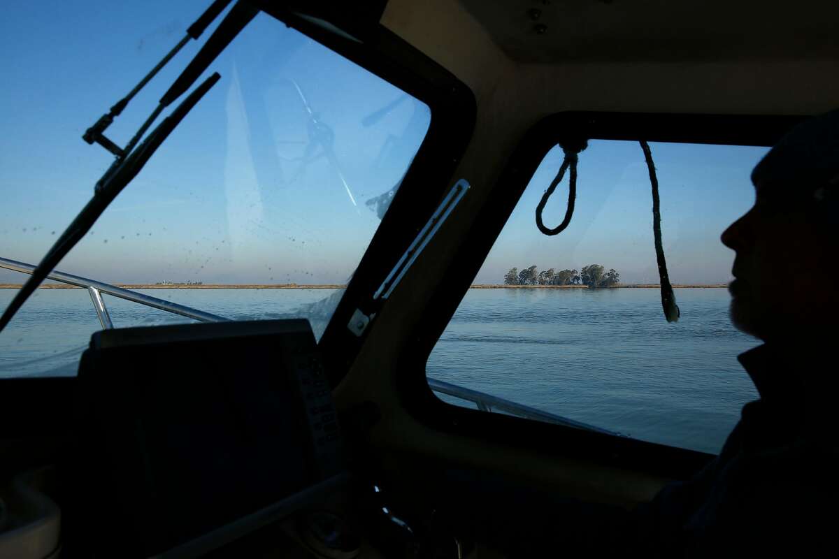 John Sweeney, the owner of the 39-acre island called Point Buckler, drives a boat in Suisun Marsh. He lost his appeal before the state Supreme Court in a case involving dumping landfill into marsh waters.