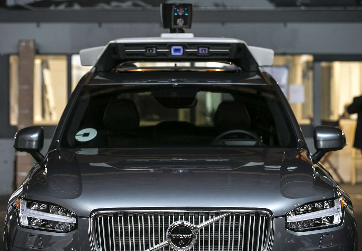 Uber demonstrates their self-driving Volvo XC90 SUV on Tuesday, Dec. 13, 2016 in San Francisco, Calif.