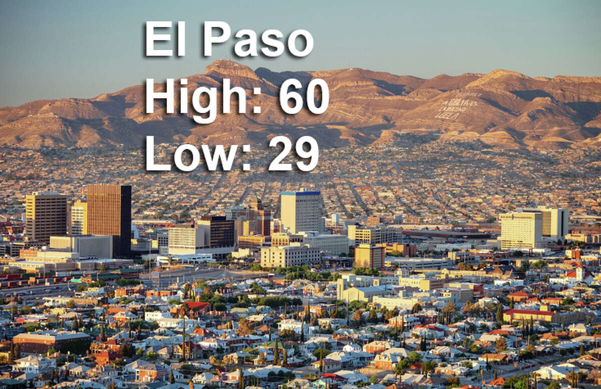 El Paso Saturday afternoon high: 60 Saturday evening low: 29