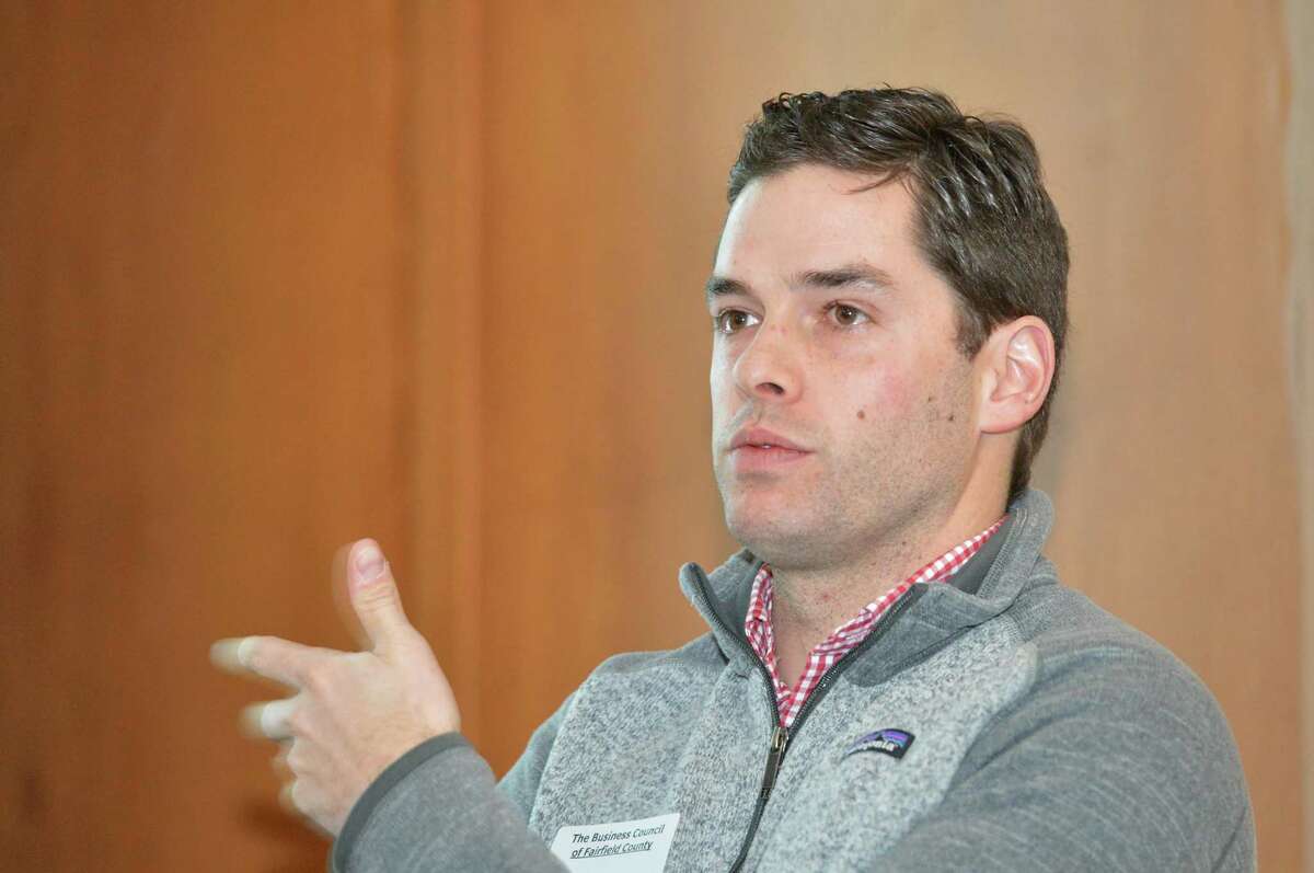 Stamford's Half Full Brewery Founder and CEO Connor Horrigan talks about the beer market and growth of his company during the Business Council of Fairfield County's Growth Company Showcase on Thursday December 15, 2016 at NCC in Norwalk Conn.