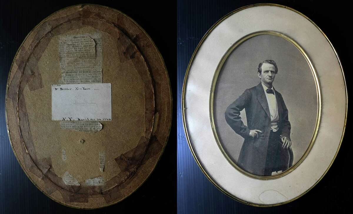 Discovered in a New York thrift shop, this is the only known image of Herman Ehrenberg, one of the most important, and least known, heroes of the Texas Revolution. On the back of the photo is Ehrenberg's business card.