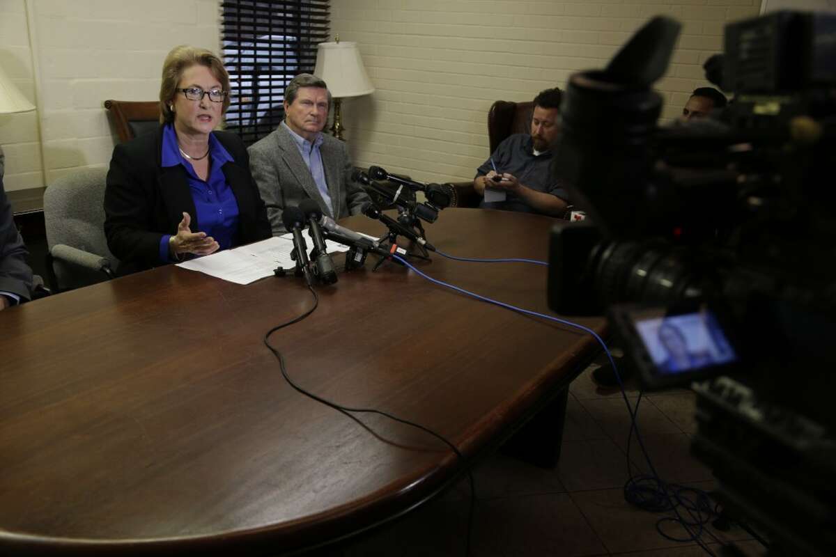 Harris County District Attorney-Elect Kim Ogg speaks during a press conference in Houston on Friday.