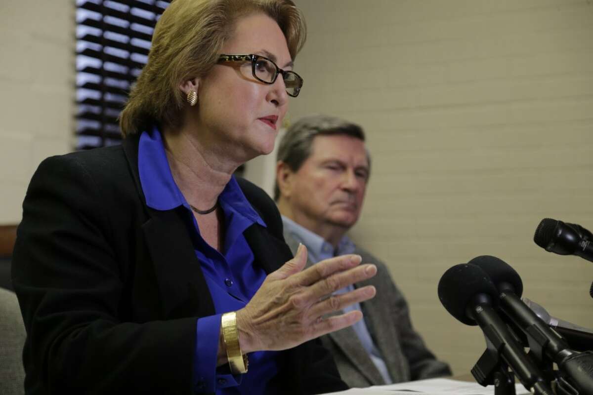 Harris County District Attorney-Elect Kim Ogg speaks during a press conference in Houston on Friday.