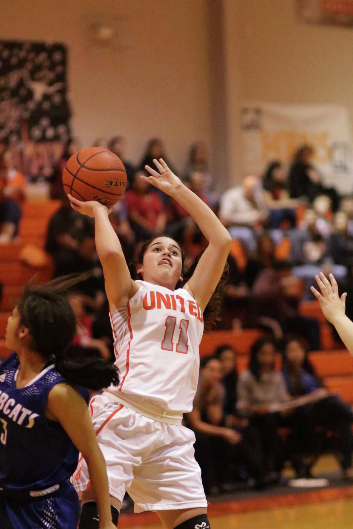 United’s Olivia Campero and the Lady Longhorns lost 66-64 at home to South San on Friday.