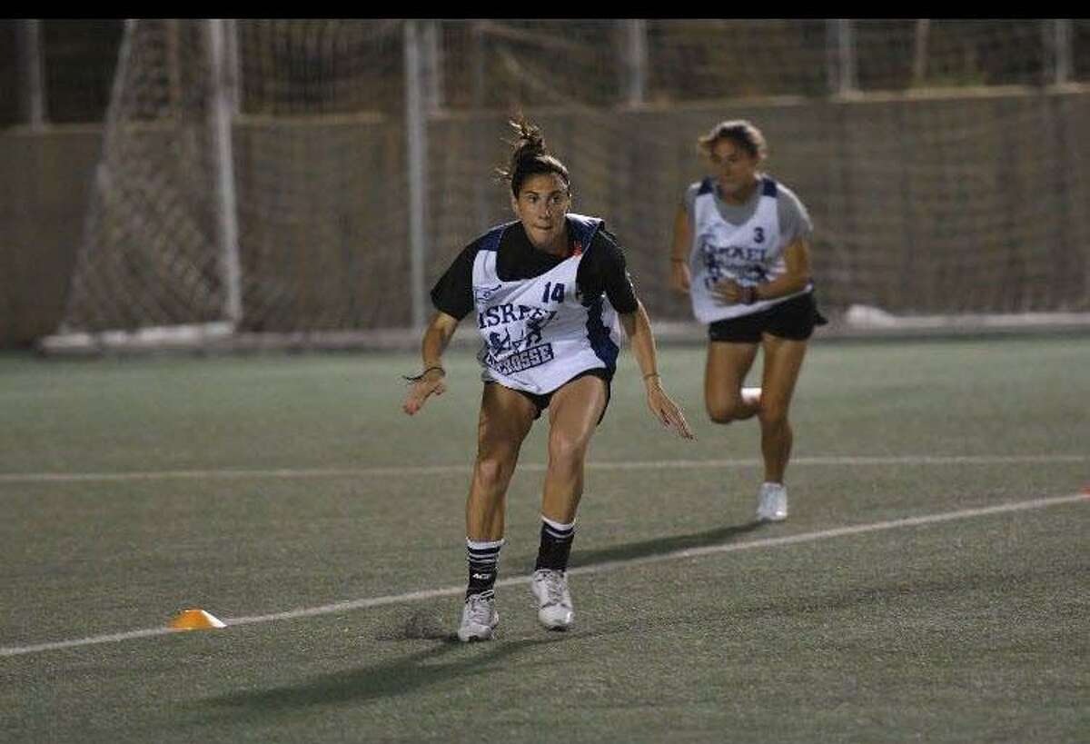 Ali and Jessi Steinberg during tryouts for the Israeli women’s lacrosse team.
