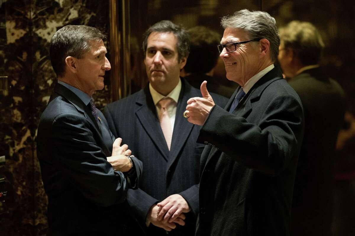 Retired Lt. Gen. Michael Flynn, left, turned his early support of Donald Trump into the national security adviser post, while former Texas Gov. Rick Perry, right, was picked to lead an Energy Department that he once vowed to eliminate.﻿