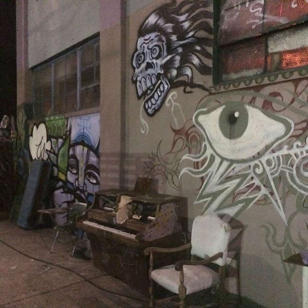 The exterior of the artist collective entitled the Ghost Ship on December 2, 2016, dec. 2016, a few hours before the warehouse caught fire leading to the deaths of 36 people in Oakland, Calif. Photo Aaron Marin