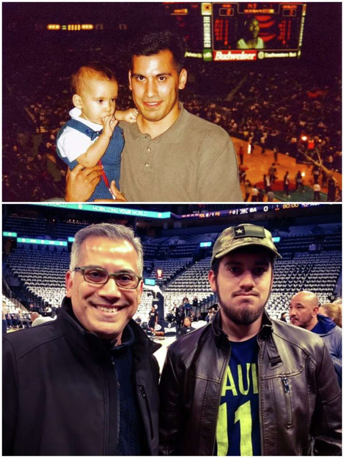 David Martinez and his son Quincy attended Tim Duncan’s first home game with the Spurs 19 years ago at the Alamodome. On Sunday he and his son were on hand at the AT&T Center to watch Duncan’s jersey go to the rafters during a special retirement ceremony.