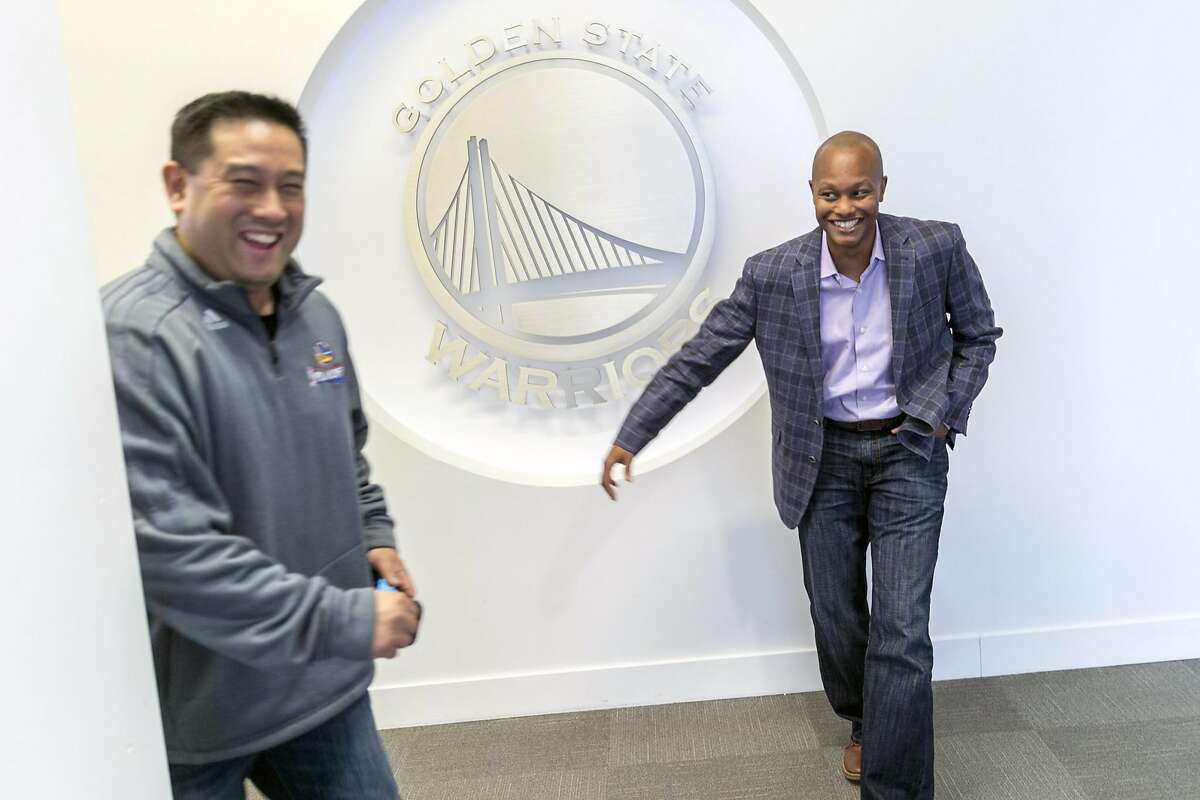 Right: David Kelly, the general counsel for the Golden State Warriors, is seen at the Warriors' facilities on Friday, Dec. 2, 2016 in Oakland, Calif.