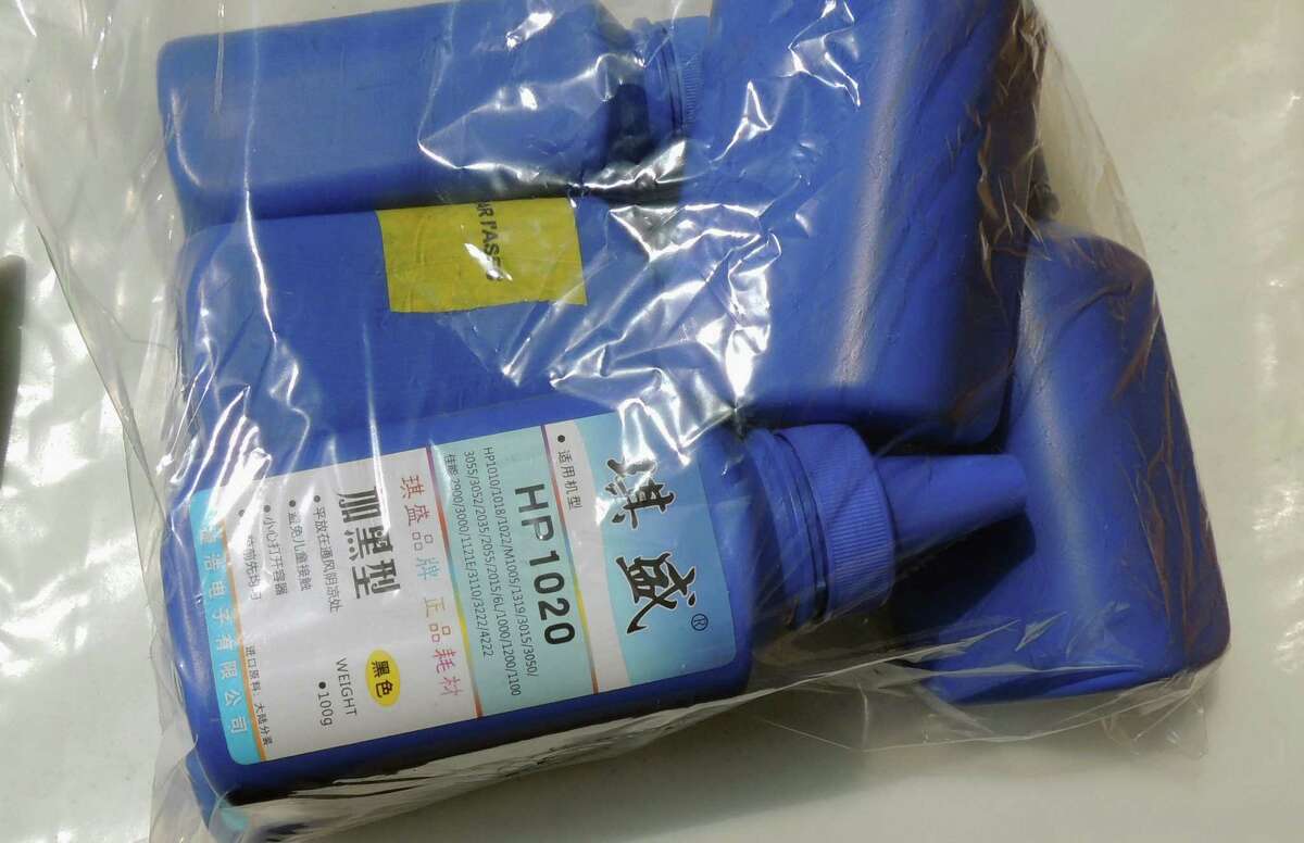 ﻿The Royal Canadian Mounted Police found carfentanil, a compound related to fentanyl, being trafficked in printer ink bottles earlier this year. The U.S. says most fentanyl and related drugs come to North American from China.