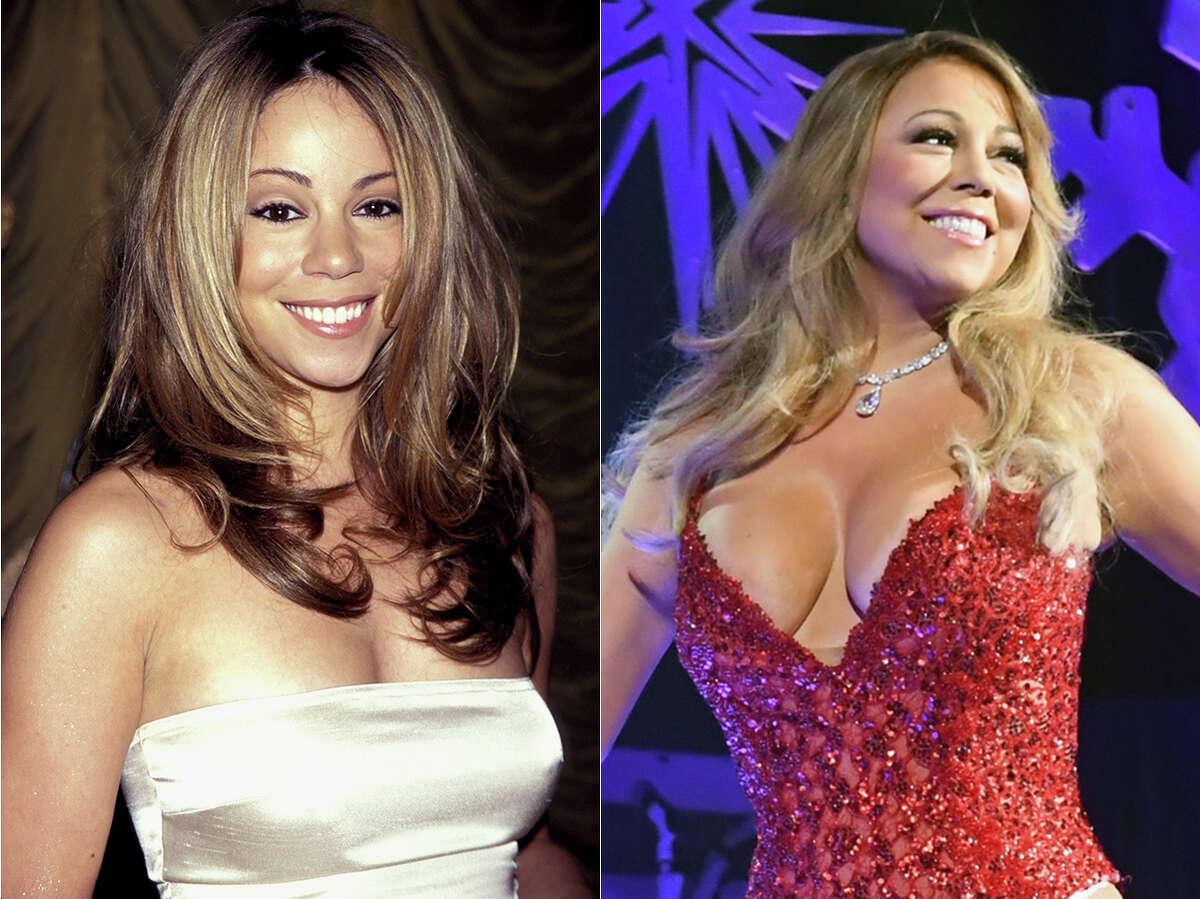 Singer Mariah Carey, as seen in 1997 and in 2016.