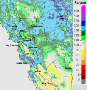 Rain totals were 400% of normal in parts of Northern California this fall