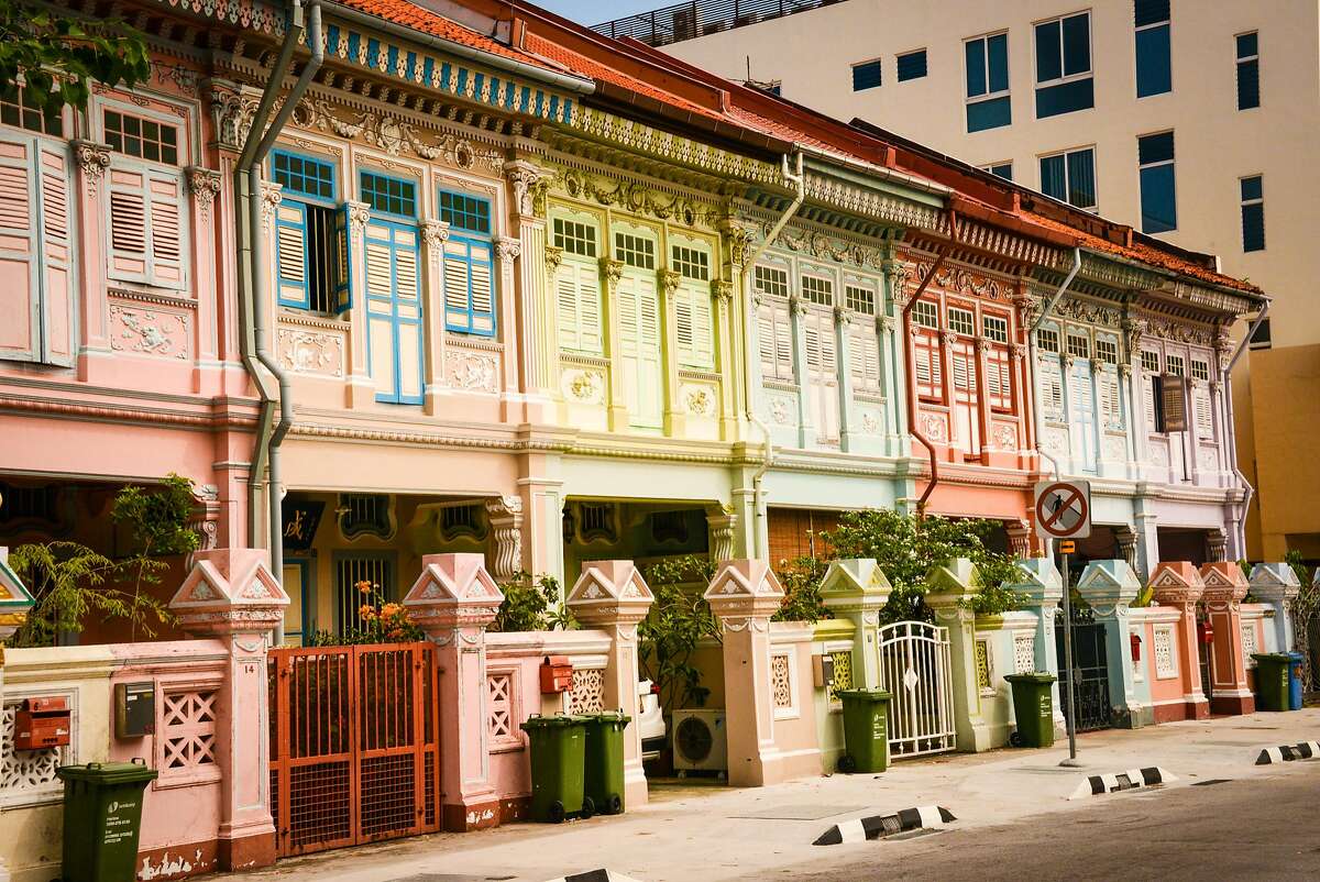 Narrow, small-terraced shophouses are a prevalent building type in Singapore's architectural heritage.