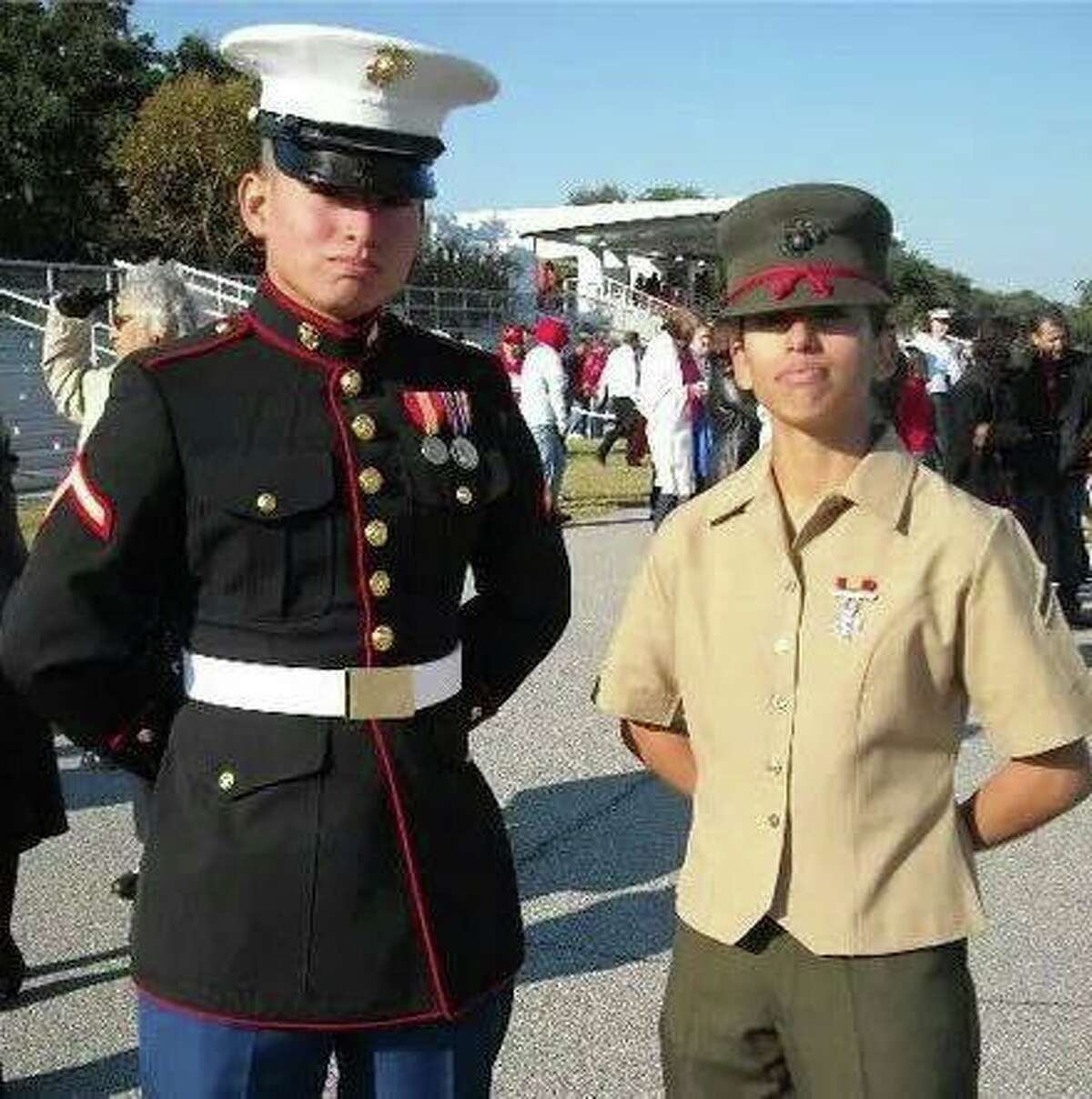 29-year-old Marine Enrico Rojo was on his way to Los Angeles International Airport with his fiancee when they came upon a crash. Rojo was struck and killed while stopping to assist a suspected drunken driver in Loma Linda early Monday morning. Rojo is seen with his sister Krystal Revels-Rojo, also a Marine.