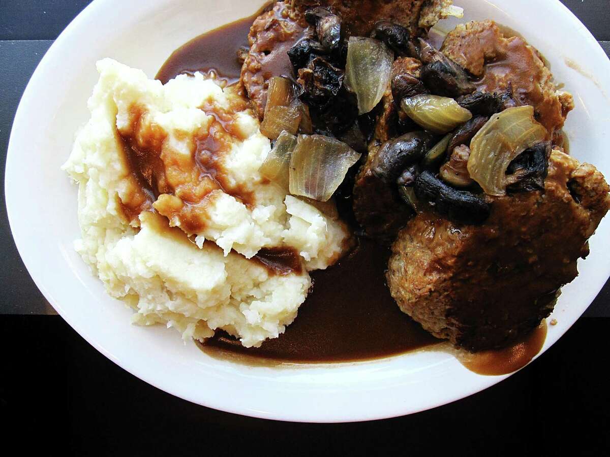 Meatloaf with mashed potatoes and mushroom gravy from Max & Louie’s.