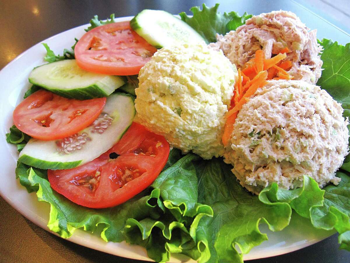 A trio of salads - egg salad, chicken salad and tuna salad - is one of the H-E-B options from Max & Louie's New York Diner.