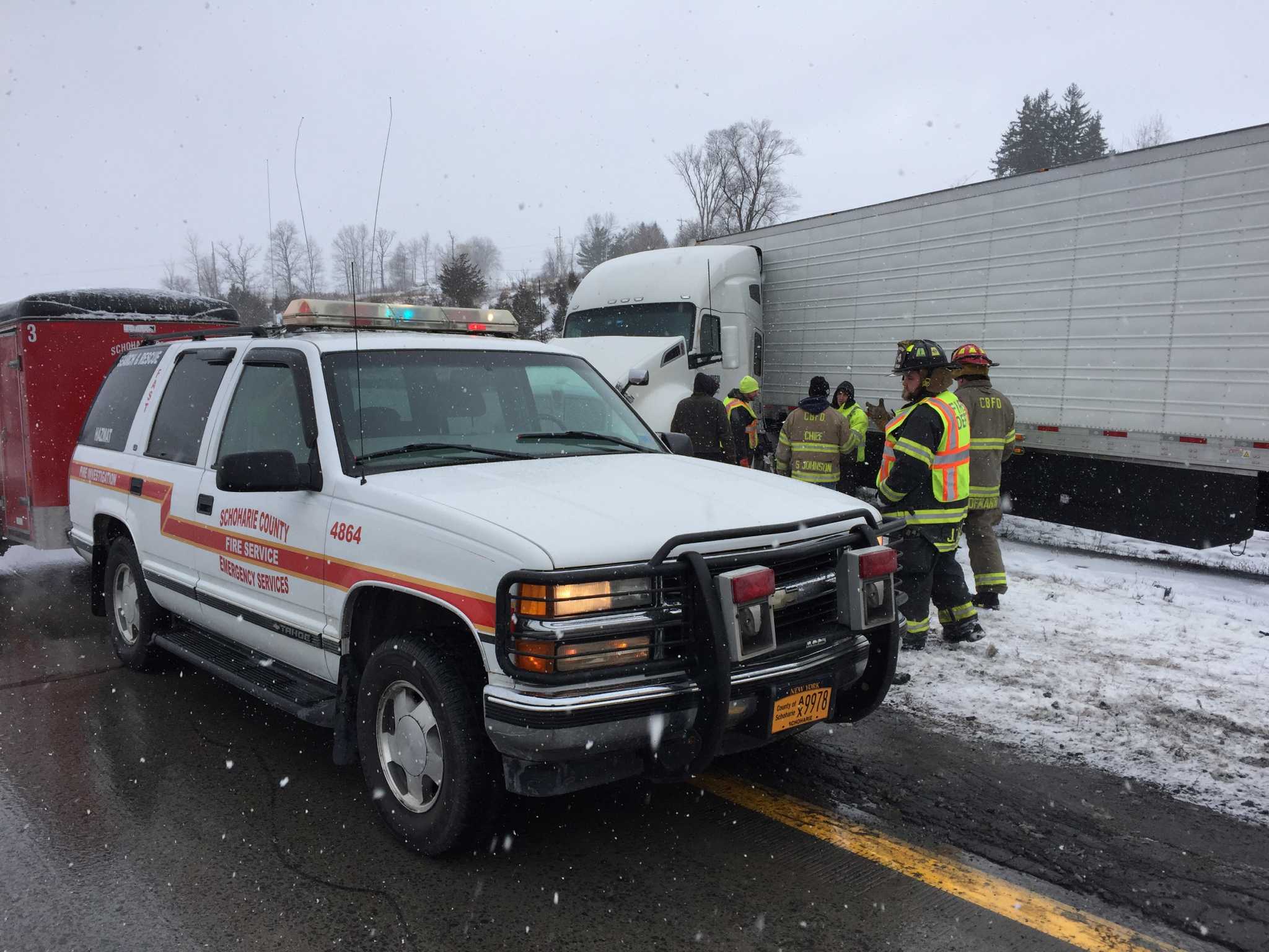 Fuel leaks after I88 truck accident