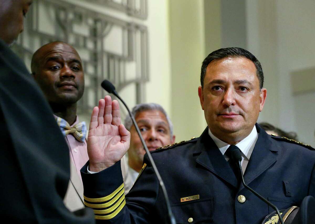 Art Acevedo is sworn in as Houston's police chief, Wednesday, Nov. 30, 2016, in Houston. ( Jon Shapley / Houston Chronicle )