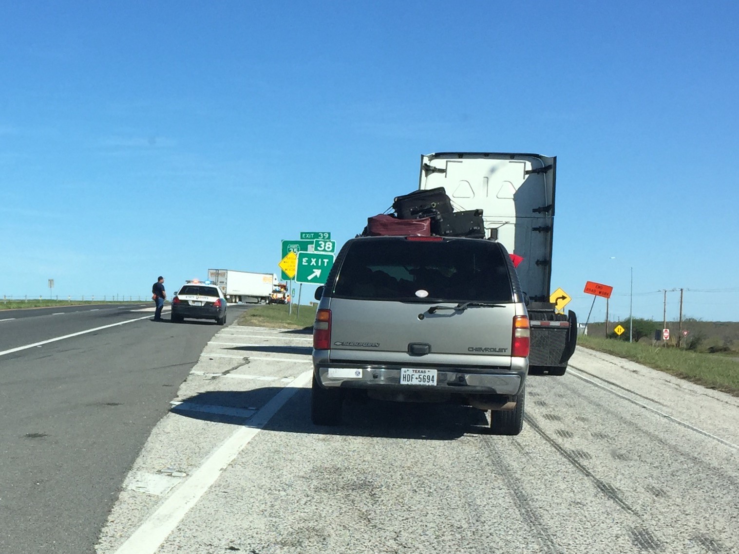 TractorTrailer accident stalls I35 traffic north of Laredo