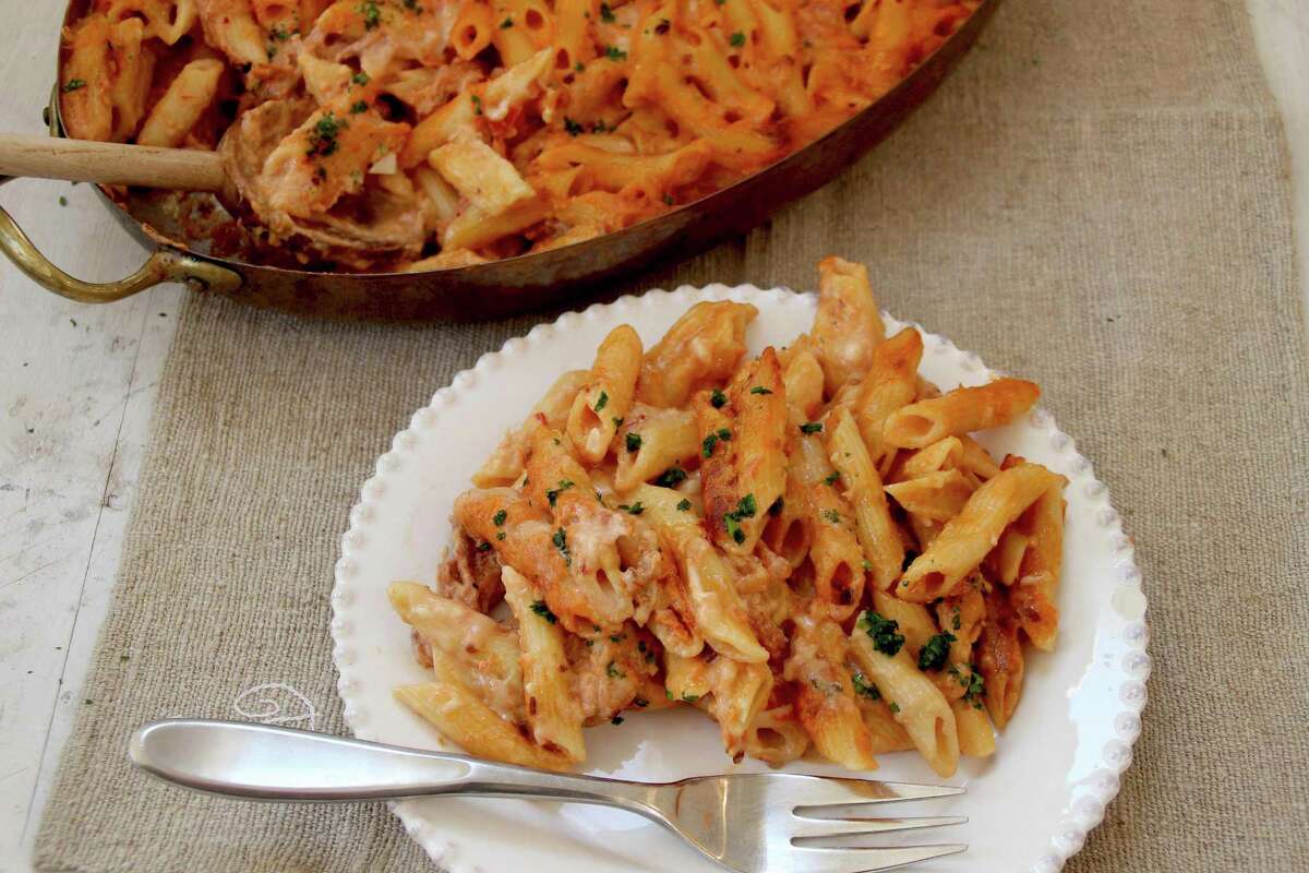 Soak, don't parboil, pasta for this baked penne dish.﻿