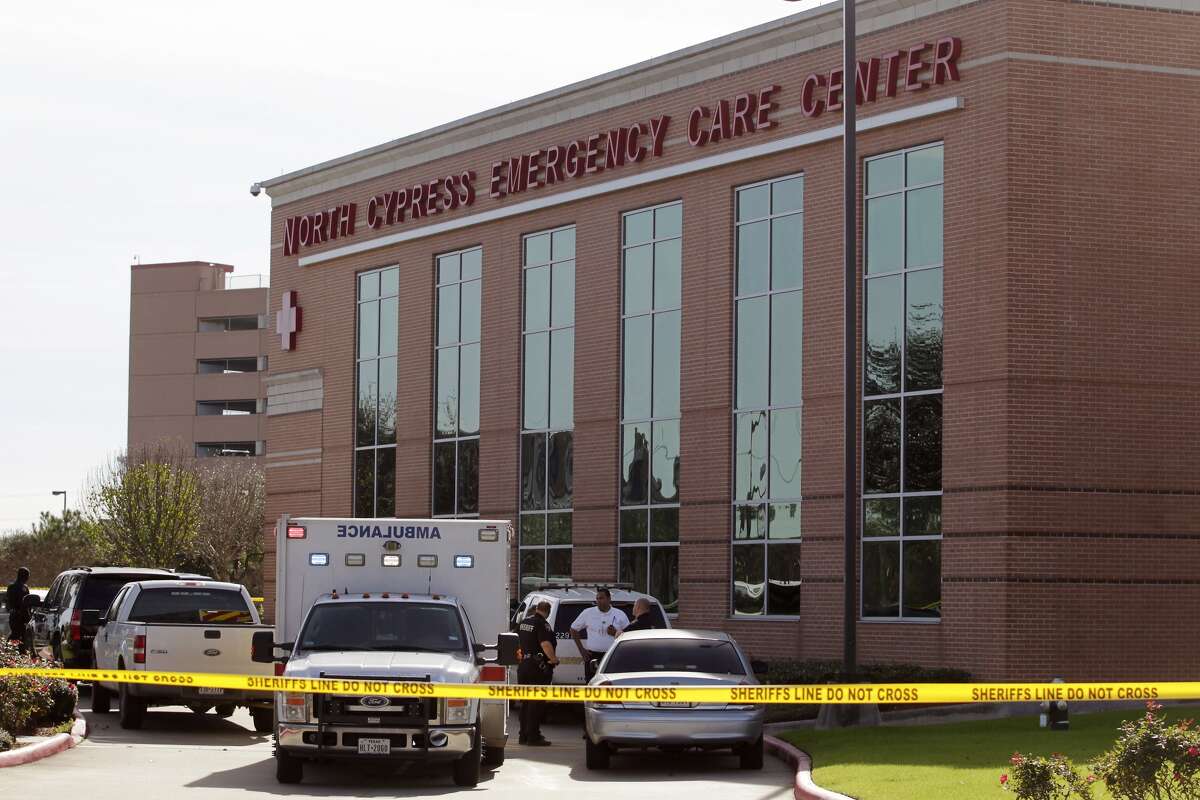 Officers respond to a shooting at North Cypress Medical Center on Tuesday.