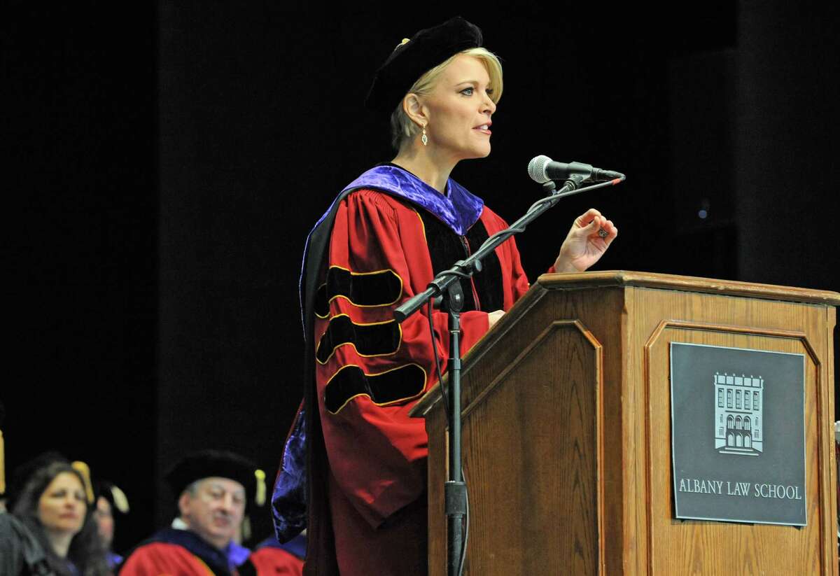 Bethlehem native Megyn Kelly, formerly of Fox News and NBC, gives the commencement address during the 165th Albany Law School Commencement at SPAC on Friday May 20, 2016 in Saratoga Springs, N.Y. (Michael P. Farrell/Times Union)