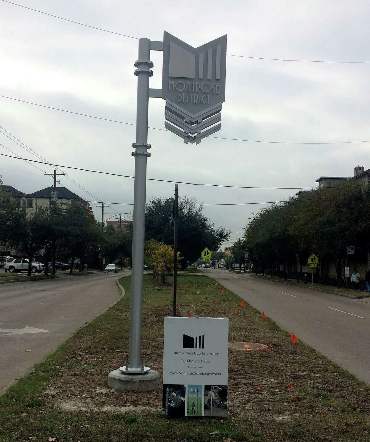 A 1940s art-deco marquee from the Monstrose Management District was recently installed at the corner of Montrose Avenue and West Dallas Street.