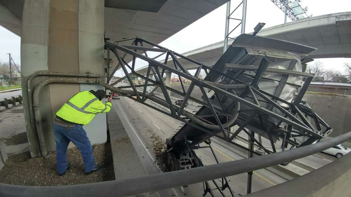 The lower level of Interstate 10 near Cincinnati Avenue is closed Wednesday morning after an 18-wheeler struck a large traffic sign, according to the Texas Department of Transportation. The crash occurred shortly before 8:30 a.m. Wednesday, where an 18-wheeler reportedly destroyed a sign in the eastbound lanes that was above the lower lanes of I-10, said TxDOT spokesman Josh Donat.