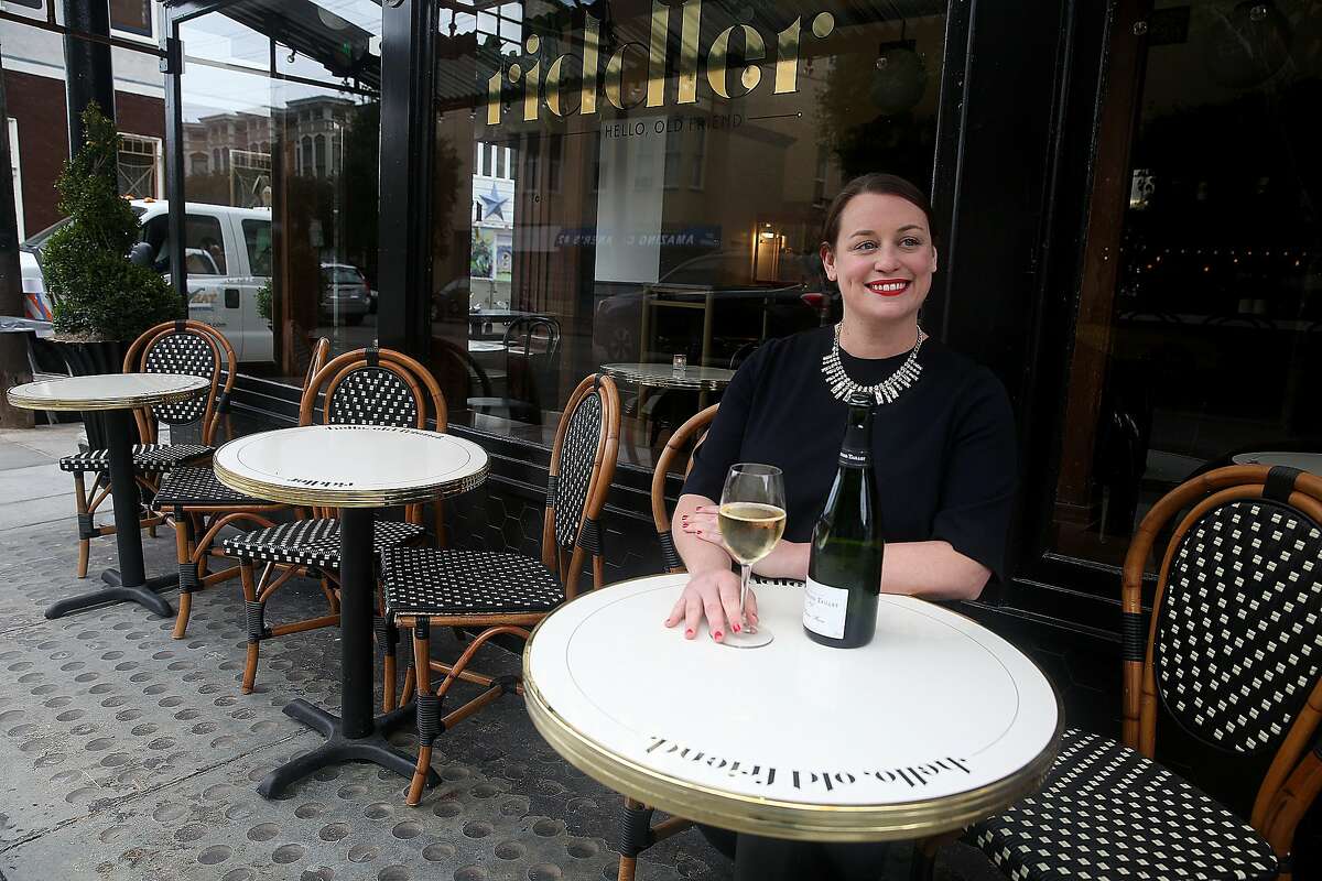 Owner Jen Pelka outside of Riddler, a new Champagne bar in Hayes Valley on Wednesday, January 4, 2016, in San Francisco, Calif.